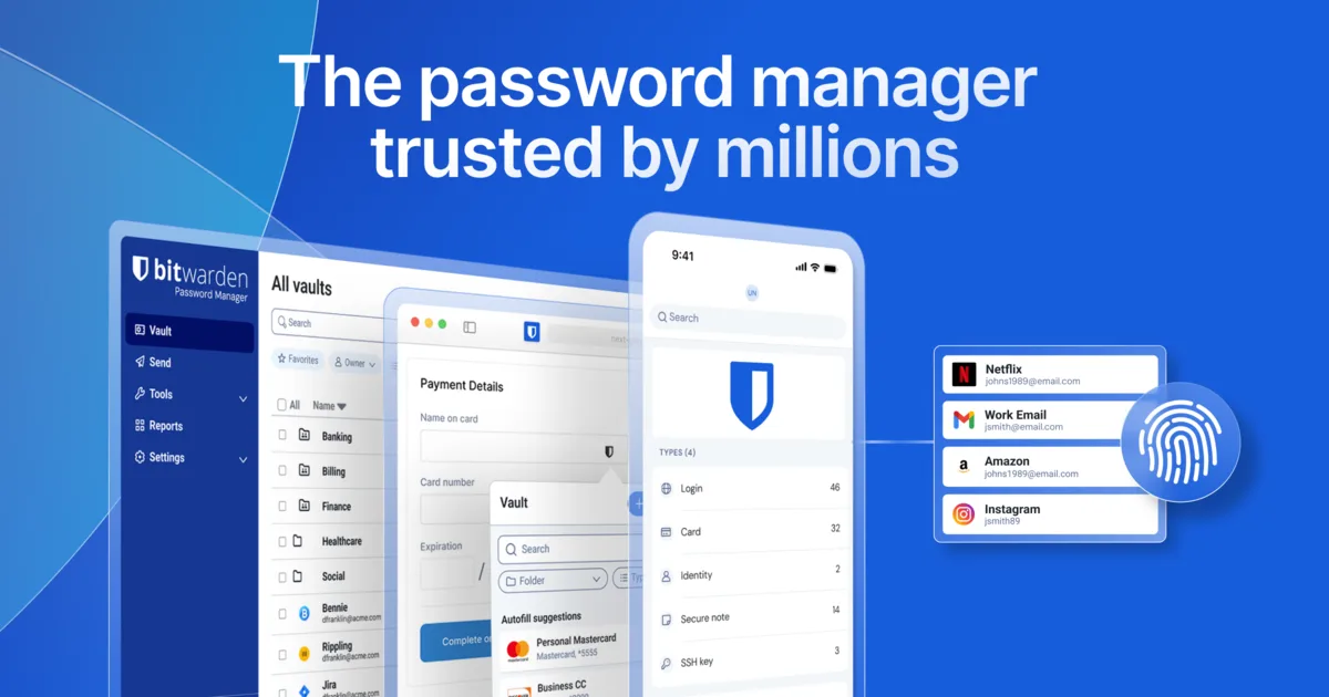 Bitwarden open source password manager platform homepage