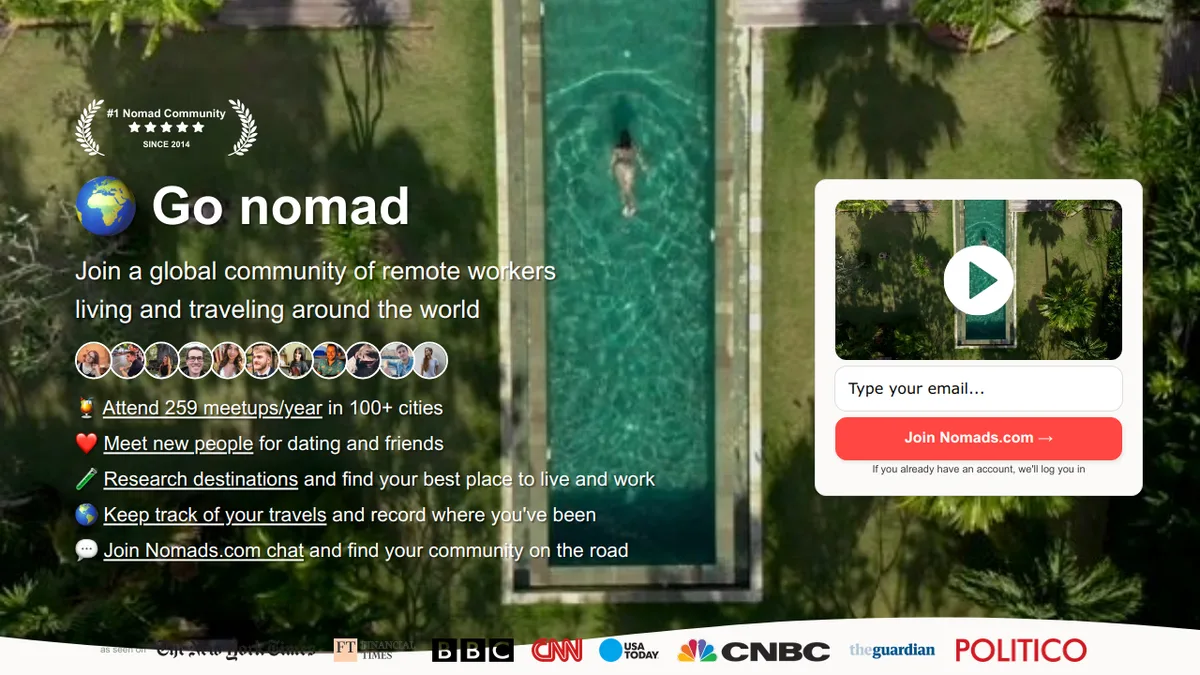 Nomadlist digital nomad city rankings and community platform homepage