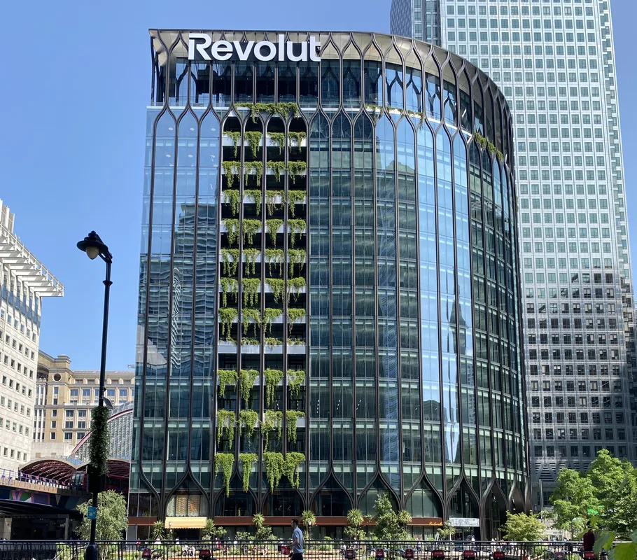 Revolut London headquarters office building exterior shot for banking review