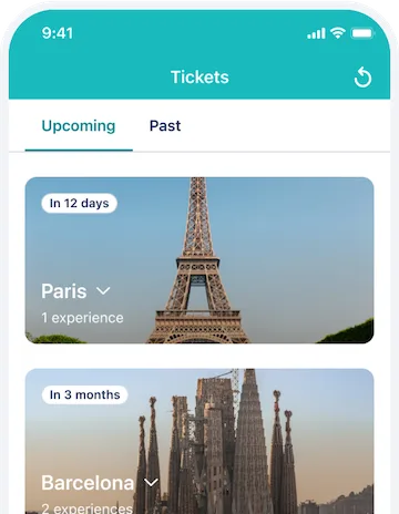 Tiqets mobile app showing attraction tickets and museum bookings