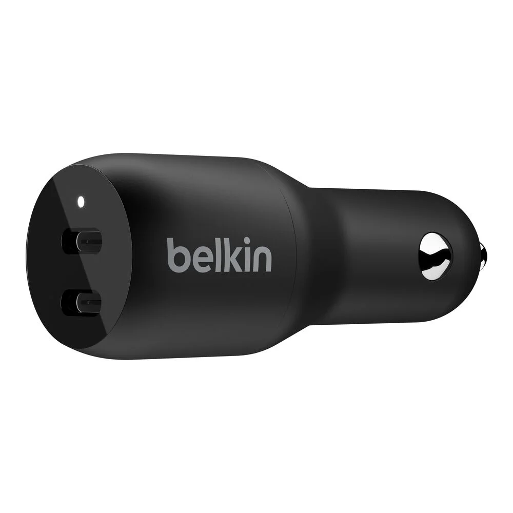 Belkin BoostCharge 36W dual USB-C car charger, black
