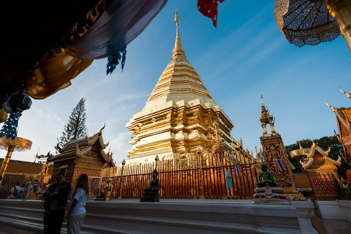 Golden chedi of Wat Phra That Doi Suthep overlooking Chiang Mai