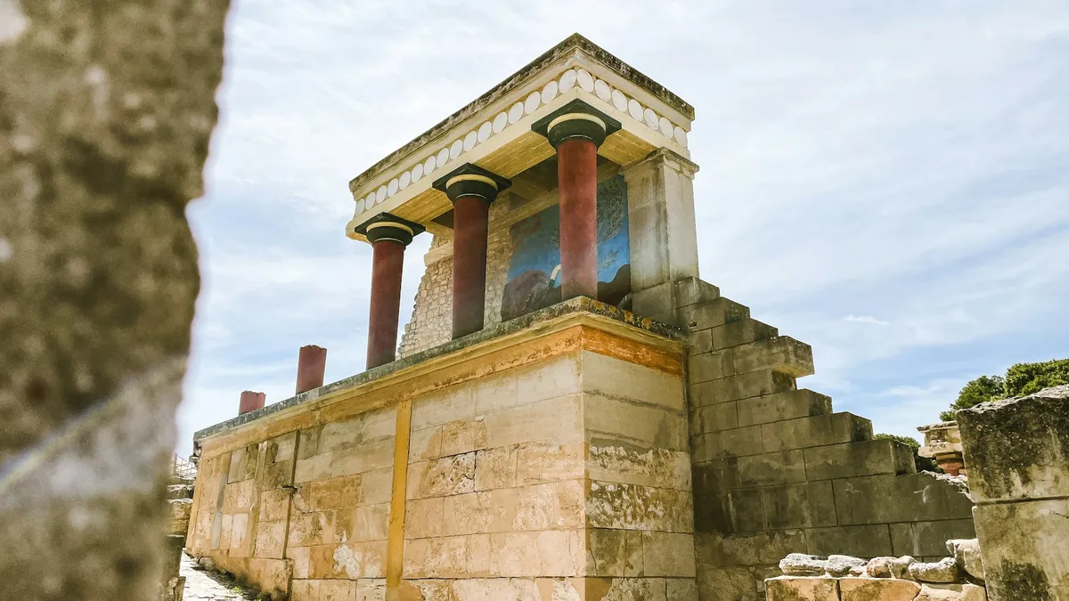Restored columns at the Palace of Knossos, Crete