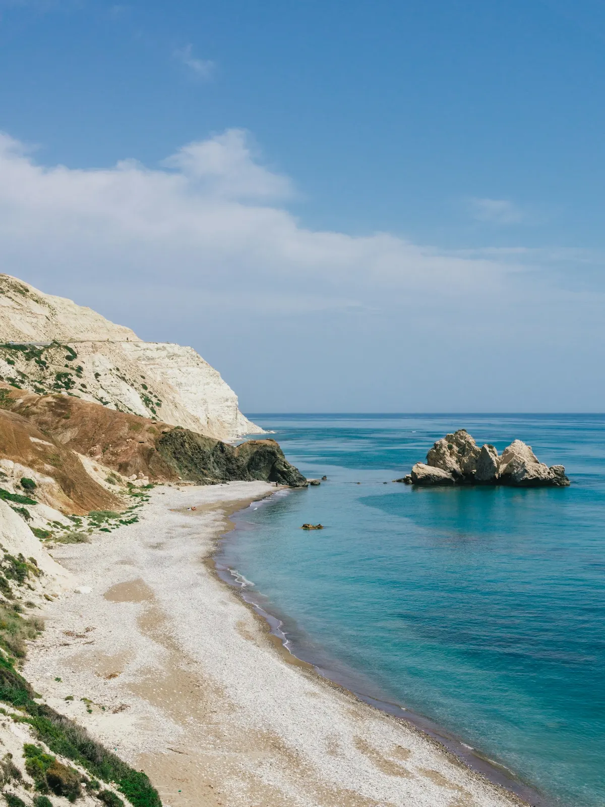 Rock formations along a beach on the Cyprus coastline, Cyprus digital nomad guide