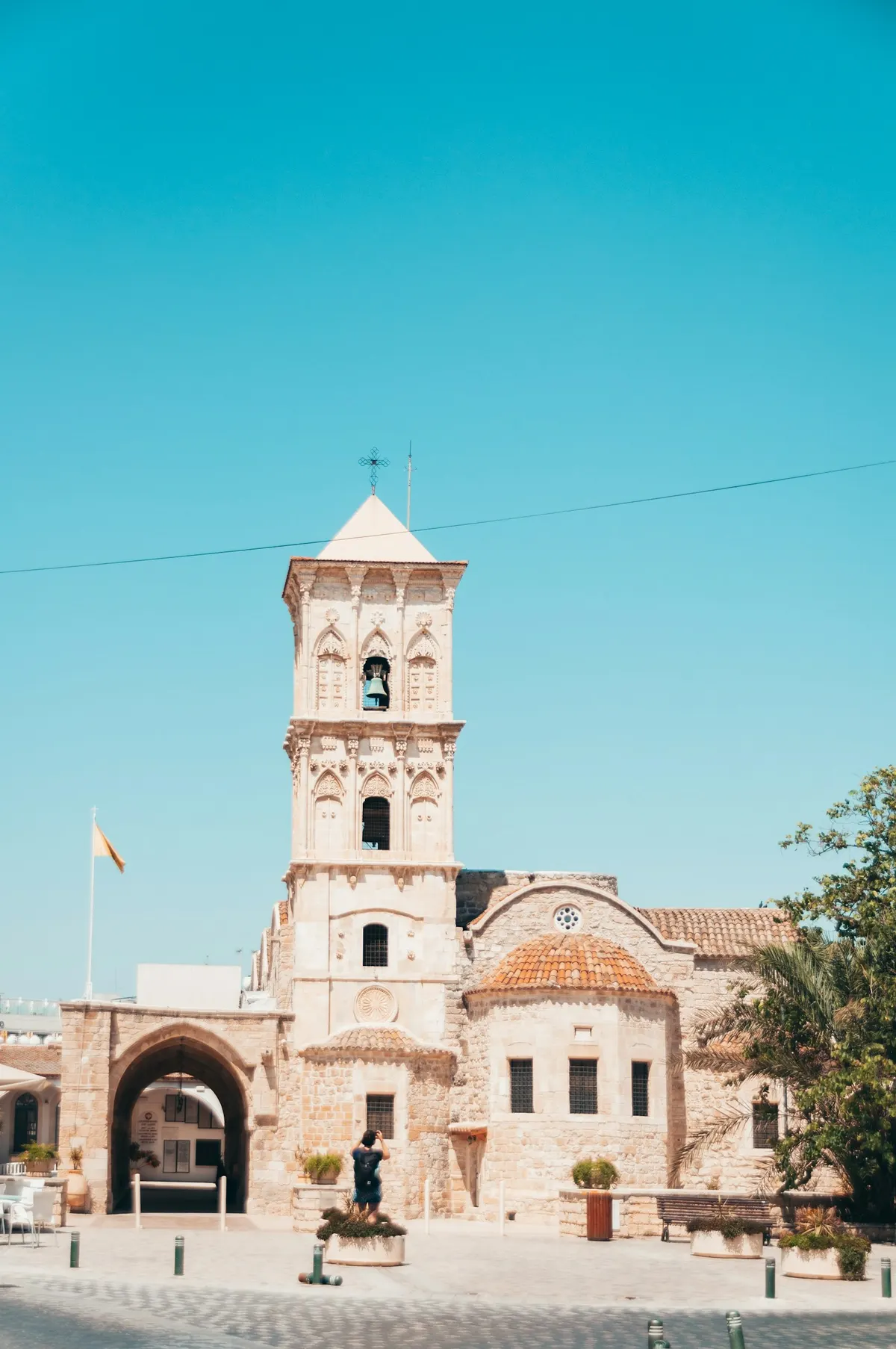 Historic stone church and square in a Cyprus old town, Cyprus digital nomad guide