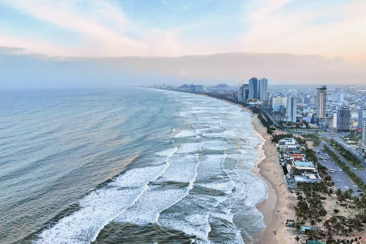 Aerial view of My Khe beach and the Da Nang coastline, Vietnam