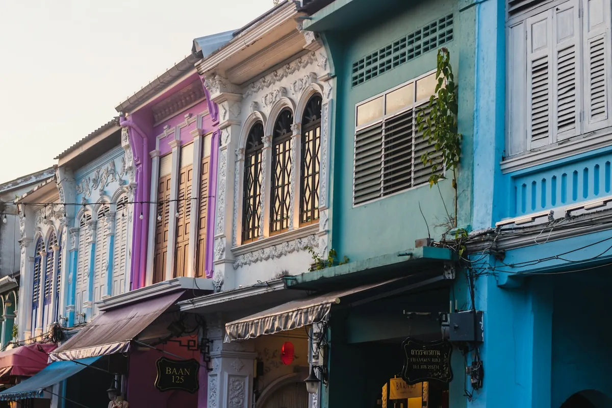Colorful shophouses in Phuket Old Town