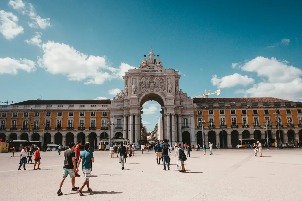 Rua Augusta Arch and Praca do Comercio in downtown Lisbon