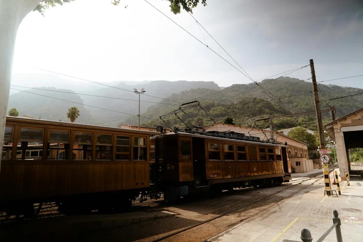 The historic wooden train between Palma and Soller, Mallorca