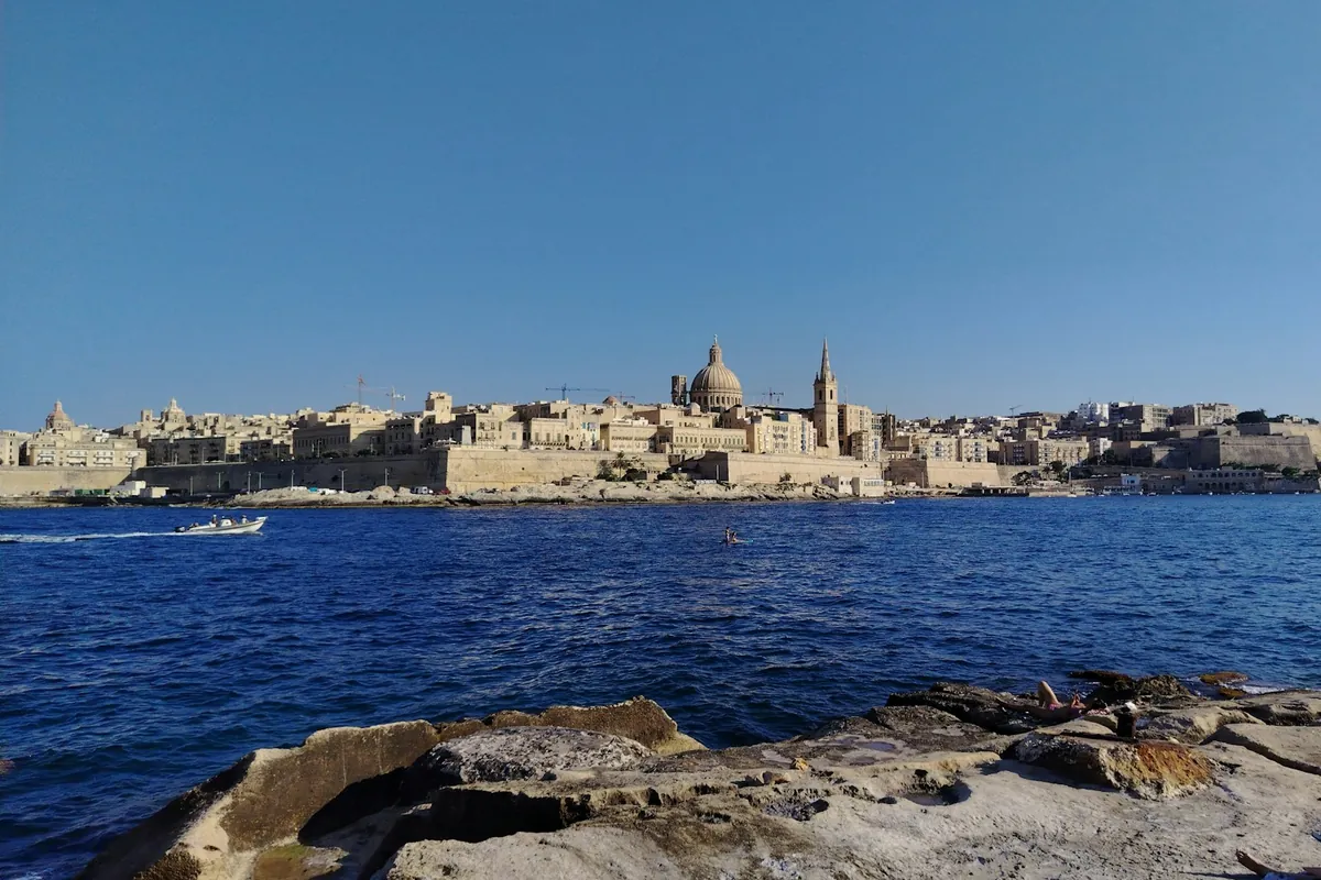 Valletta's skyline seen across the harbour from Sliema