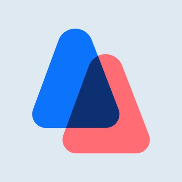 AirHelp app icon, a pink and orange bar shape on a pale background
