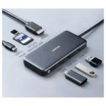 Anker 341 USB-C hub 7-in-1 met HDMI-, kaart- en USB-kabels eromheen, elke poort voorzien van label