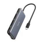 Anker 555 USB-C hub 8-in-1 in grijs met een ethernetpoort