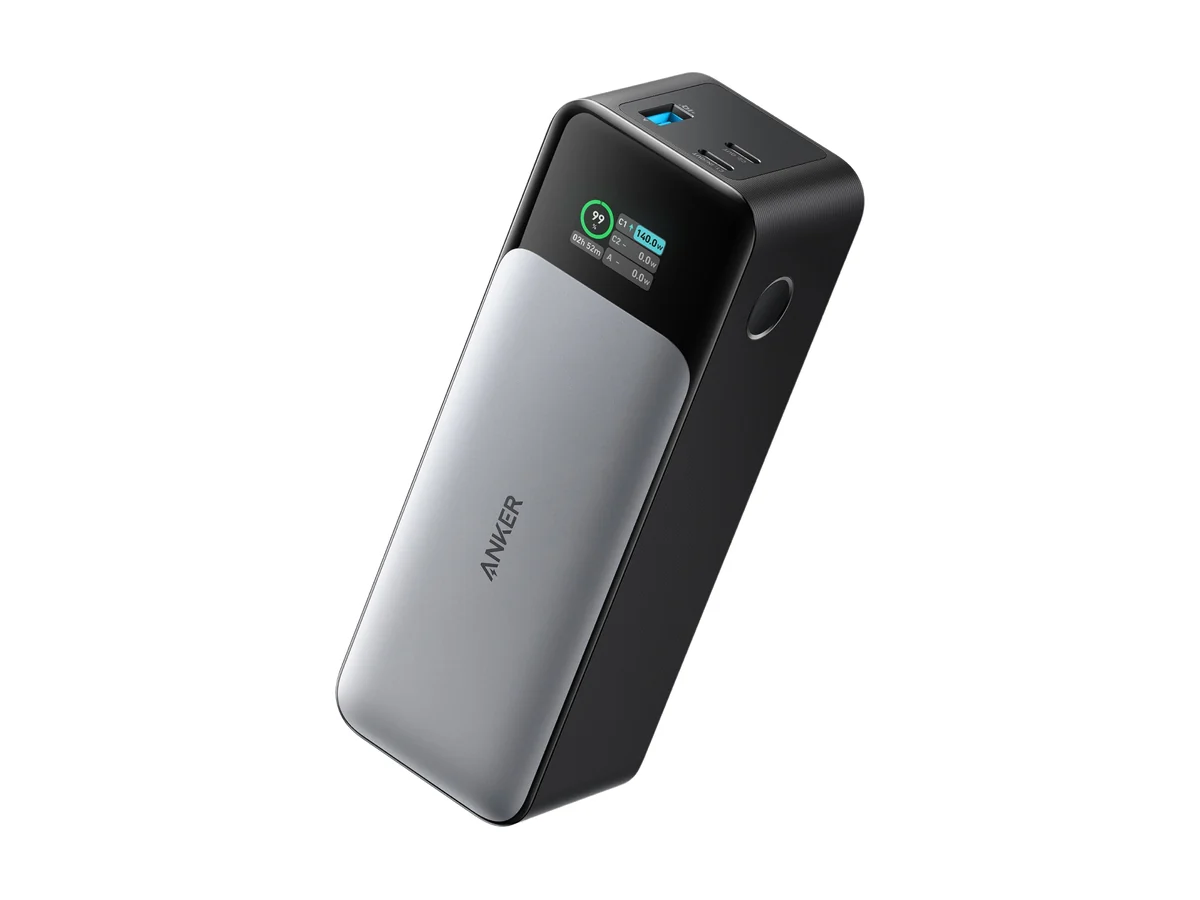 Anker 737 Power Bank 24K in grey and black with a smart display