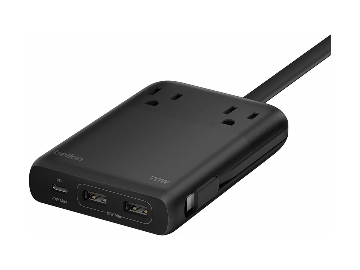 Belkin 2-Outlet Charging Station 70W met vaste USB-C-kabel