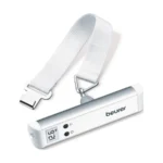 Beurer LS 10 bagageweegschaal in wit en zilver met een witte band