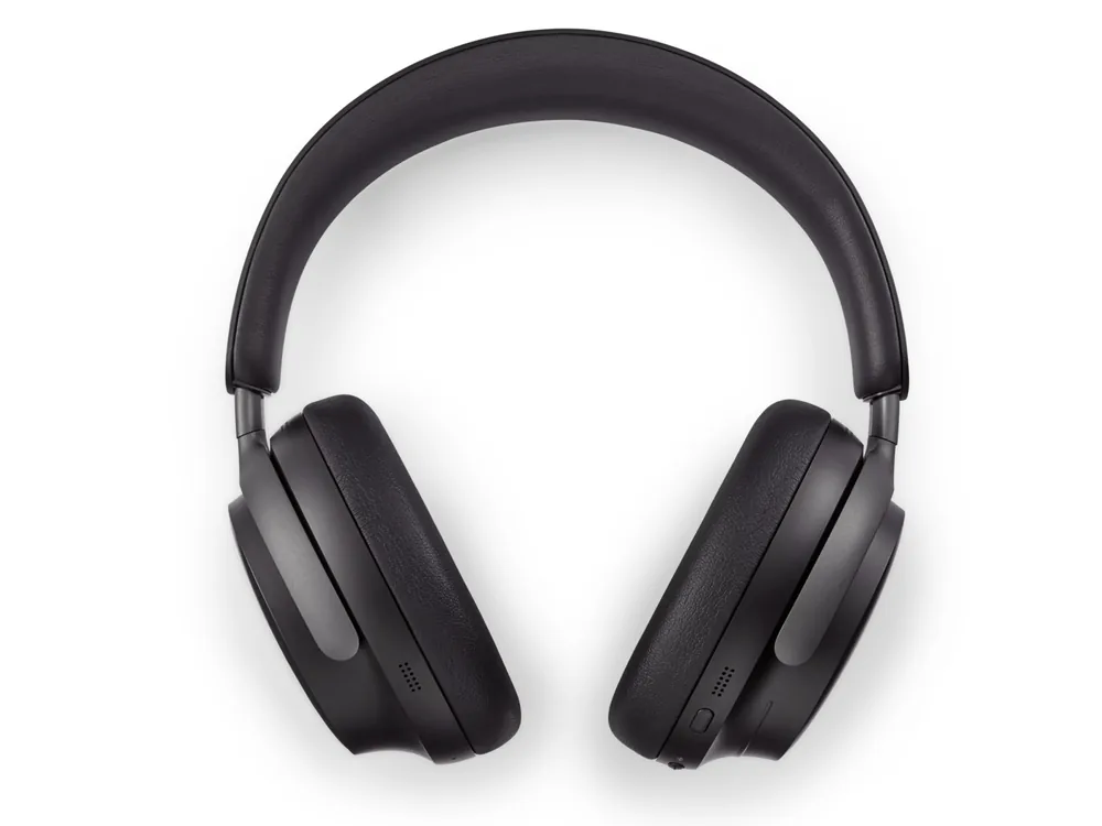Bose QuietComfort Ultra Headphones in black seen from the front on a white background