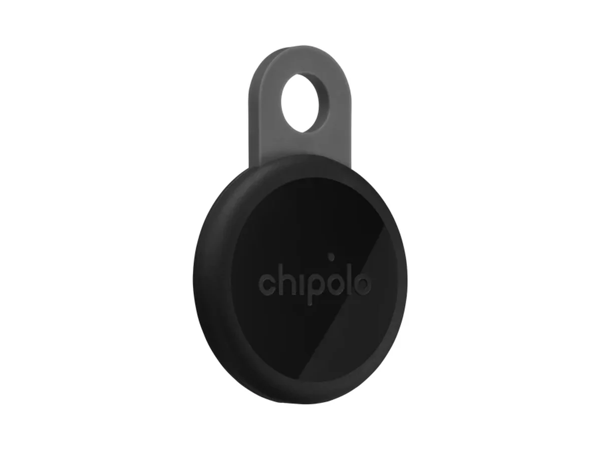 Chipolo LOOP rechargeable tracker in charcoal with a silicone loop