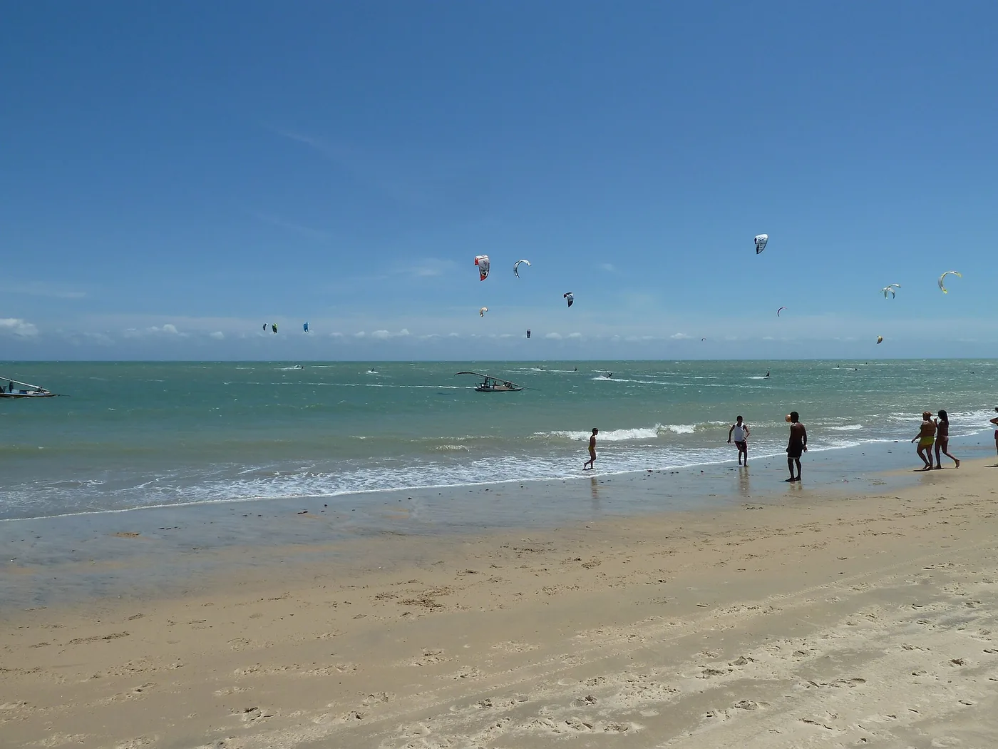 Many kites over the sea at Cumbuco beach in Brazil