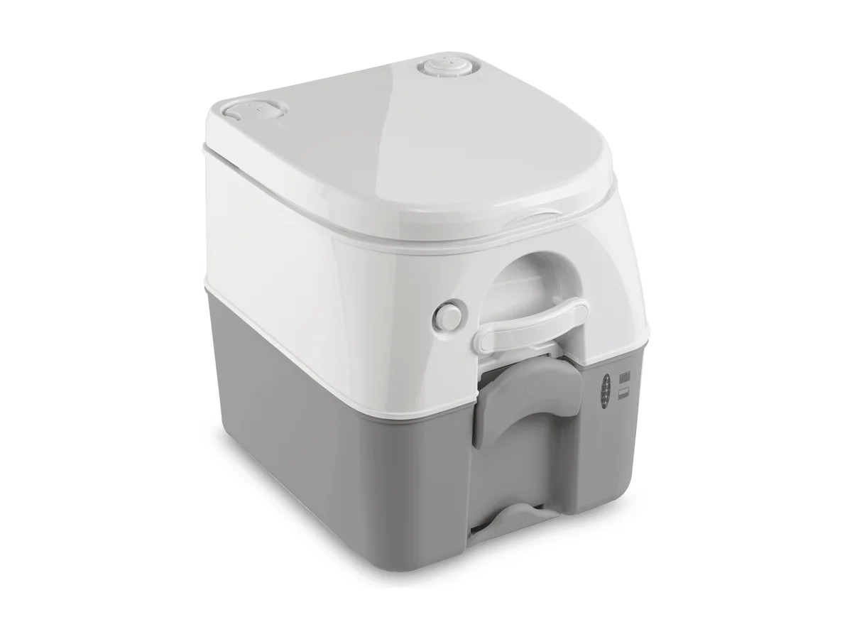 Dometic 976 portable toilet in white and grey