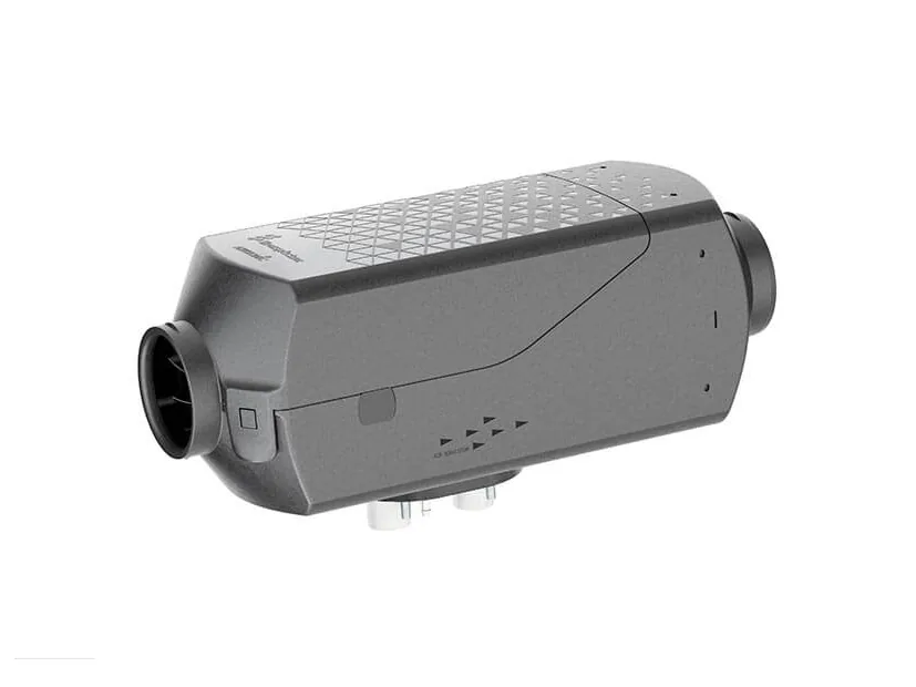 Grey Espar Eberspaecher Airtronic diesel air heater with round air connections at both ends