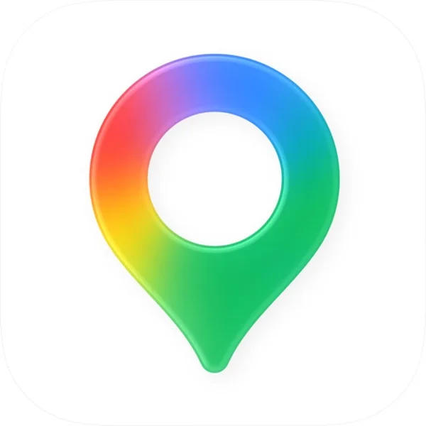 Google Maps app icon, a pin in four colours on white