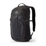 Mochila de día Gregory Nano 20L en negro, con cremallera frontal y bolsillo elástico