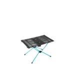 Helinox Table One folding camping table in black with blue legs