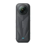 Insta360 X5 360-degree camera from the back, with its lens at the top and the X5 logo