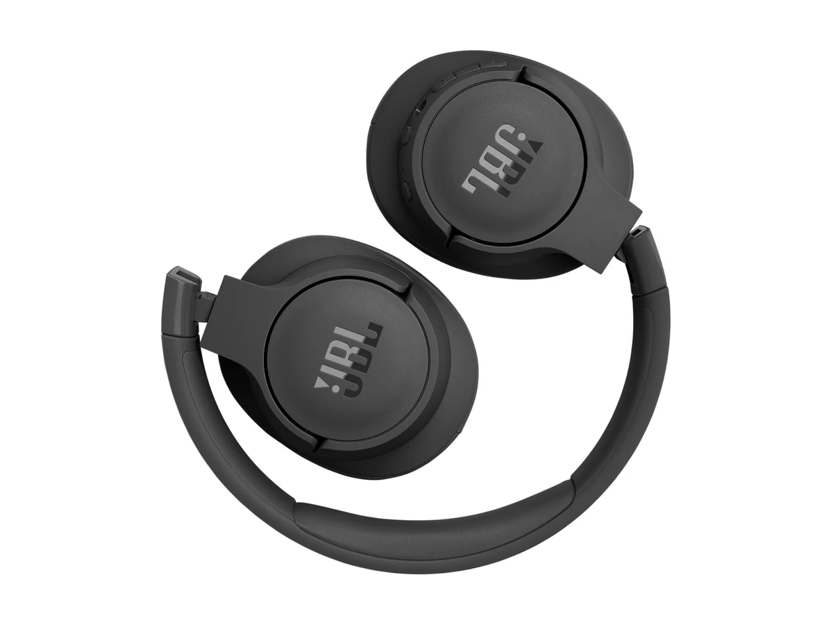 JBL Tune 770NC noise cancelling headphones in black, folded flat