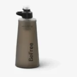 Zusammenfaltbare Katadyn BeFree AC 1.0L Wasserfilterflasche mit schwarzem Deckel in Dunkelgrau
