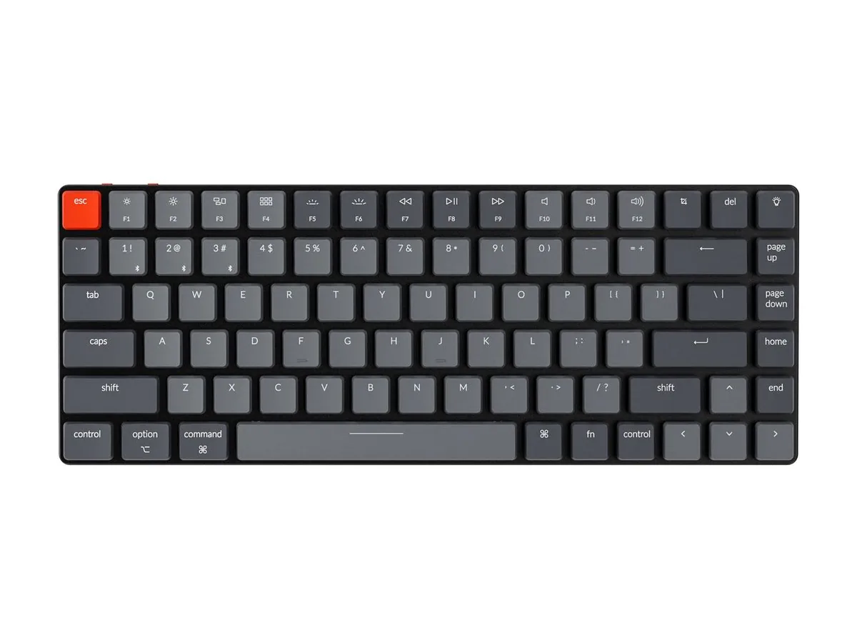Keychron K3 ultra-slim 75 percent wireless mechanical keyboard seen from above with a red escape key