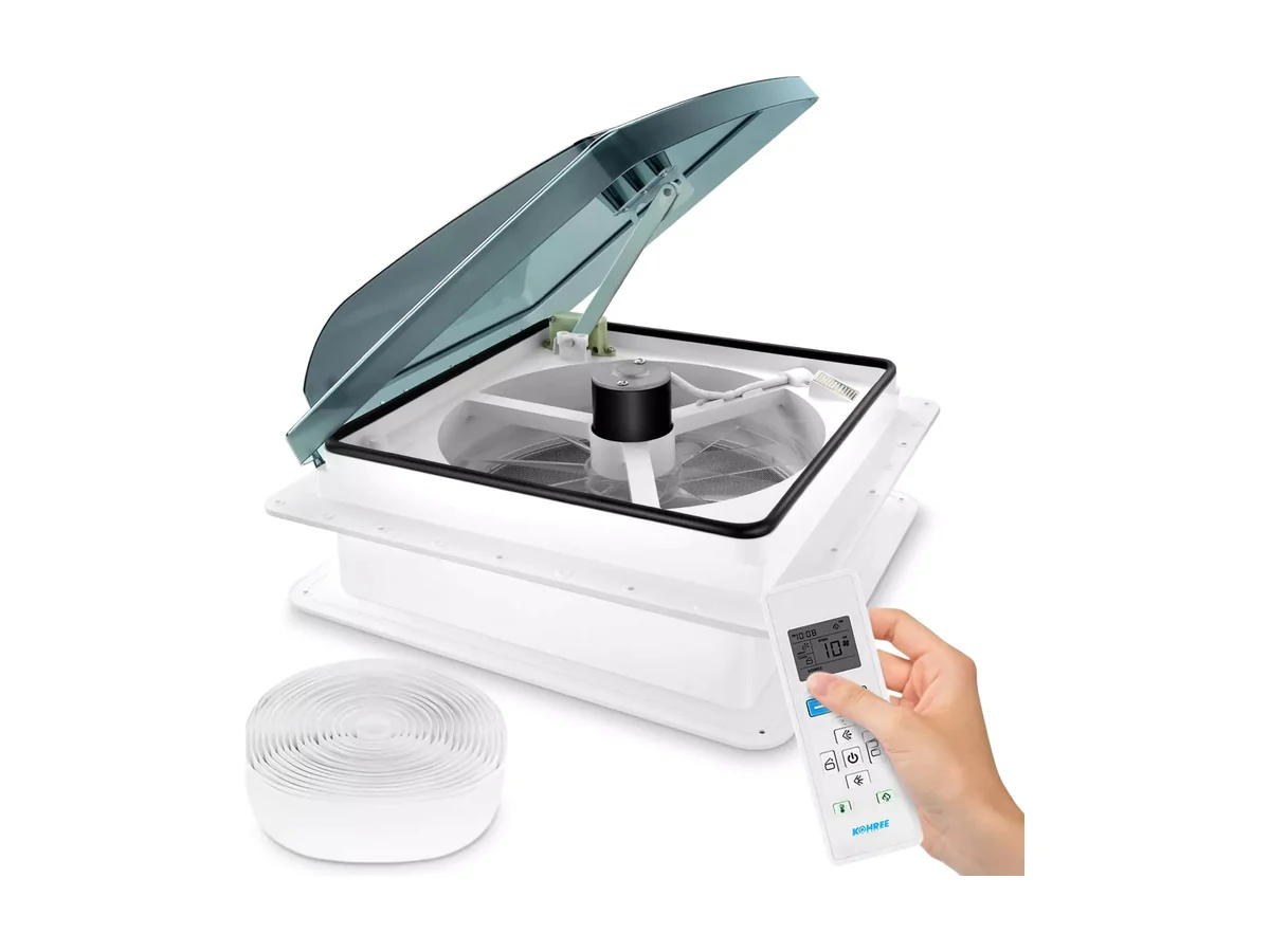 Kohree dakventilator van 14 inch met open kap en afstandsbediening