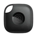 Black Life360 Tile Mate Bluetooth tracker, front view