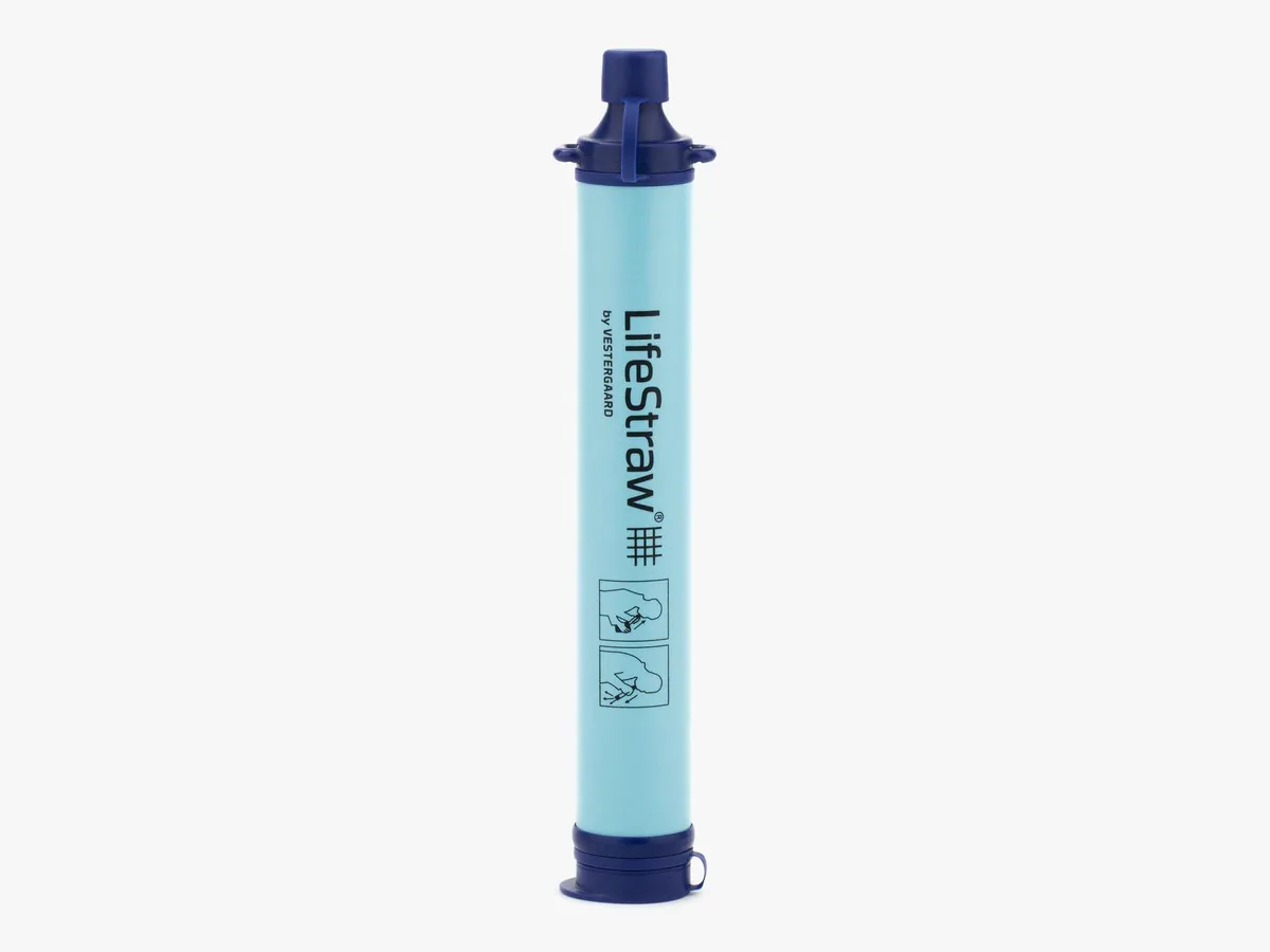 LifeStraw Personal Wasserfilter-Strohhalm in Hellblau mit marineblauen Kappen