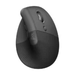 Graphite Logitech Lift vertical ergonomic mouse seen from above at an angle