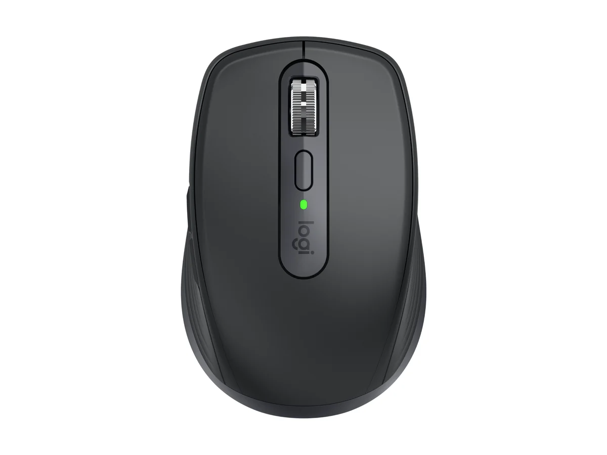 Ratón compacto Logitech MX Anywhere 3S en grafito, visto desde arriba