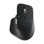 Logitech MX Master 3S Bluetooth Edition wireless mouse in black seen from above with the metal scroll wheel and thumb wheel