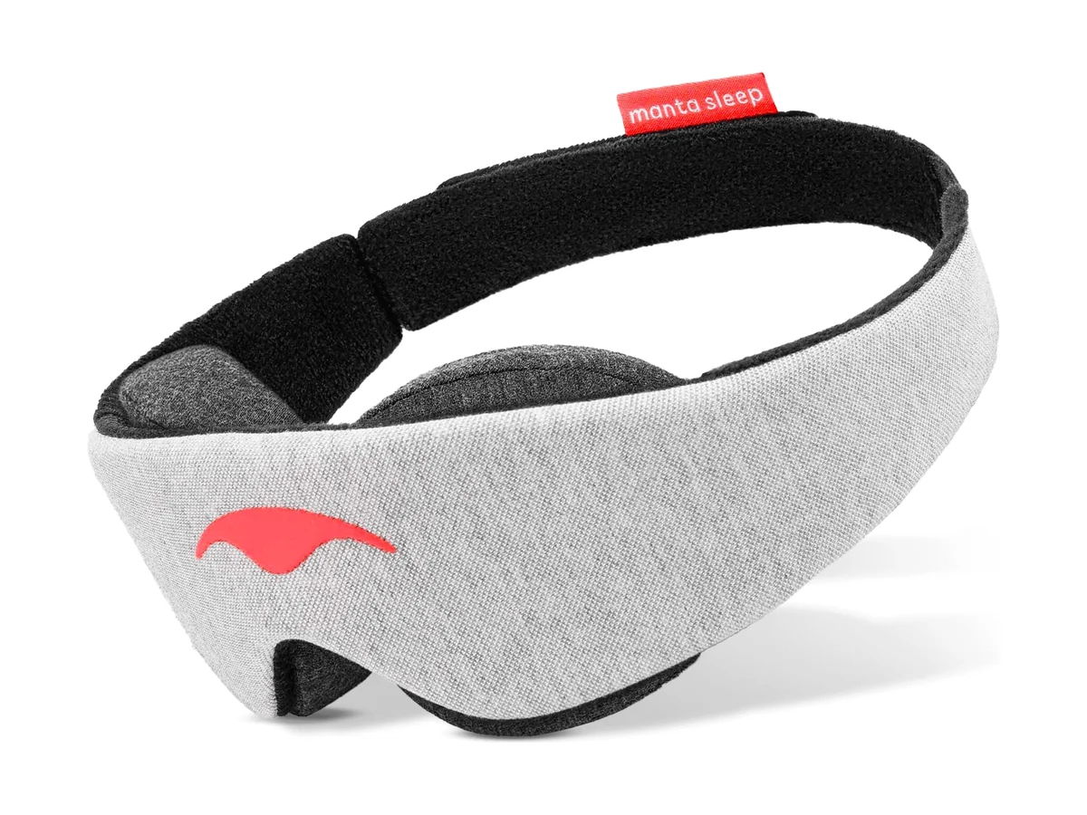 Manta Original slaapmasker met verstelbare oogkapjes op een grijze band