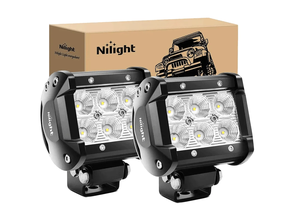 Nilight 18W flood LED pods, 12V outside lights for a camper van
