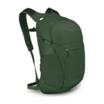 Mochila de día Osprey Daylite Plus de 20 L en verde, vista de lado, con un bolsillo frontal con cremallera