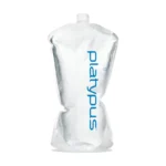 Platypus Platy 2 L zachte fles, doorzichtig met een blauwe dop, rechtop staand