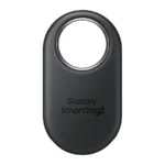 Samsung Galaxy SmartTag2 in black with a metal ring, front view