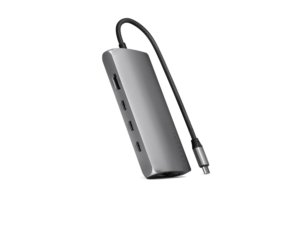 Satechi USB-C multiport adapter 8K met ethernet V3 in spacegrijs aluminium
