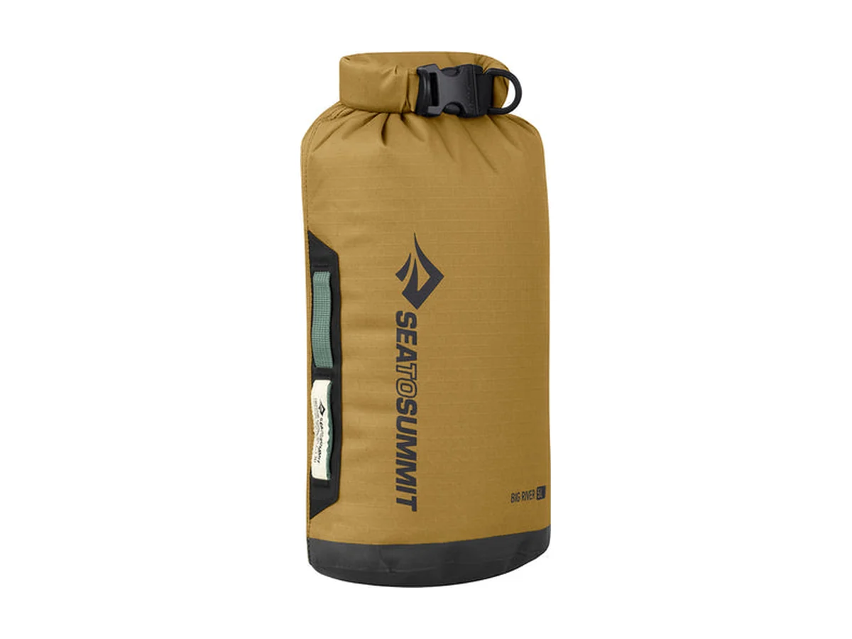 Sea to Summit Big River Dry Bag in beige met een zwarte bodem en zijpaneel