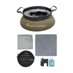 Sea to Summit Camp Kitchen Clean-Up Kit: fregadero plegable, paños, estropajo y jabón