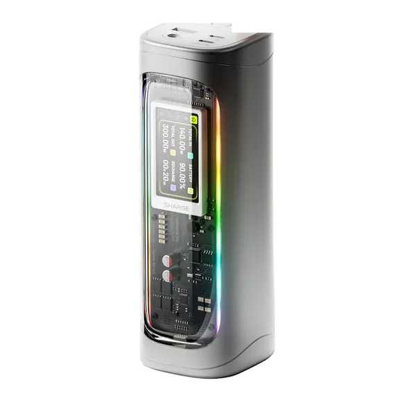 Shargeek 300 power bank with transparent window and smart display