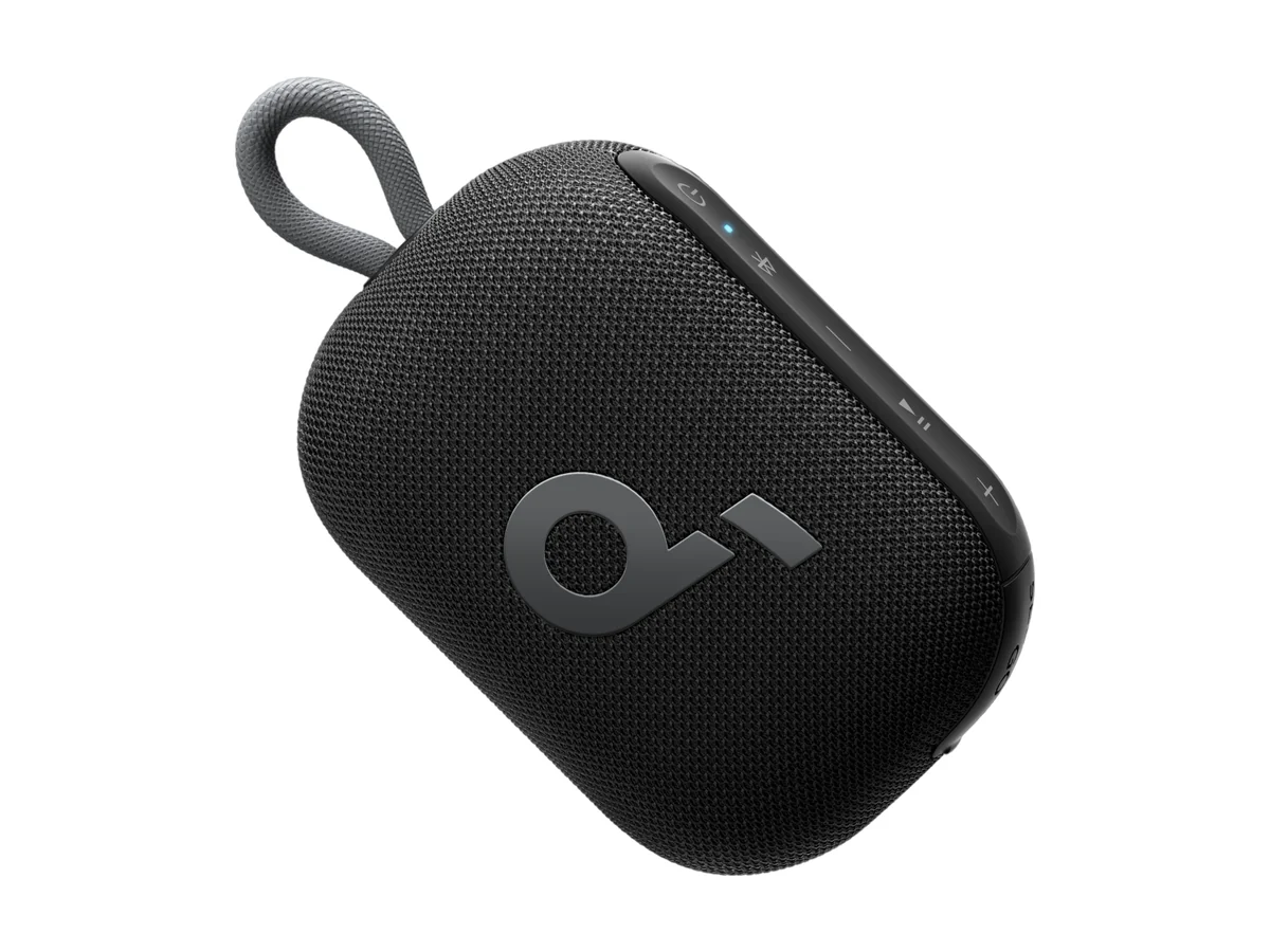 Soundcore Select 4 Go mini Bluetooth speaker in black with a carry loop