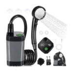 Spopal 6000mAh camping shower pump with a spray head, coiled hose and accessories