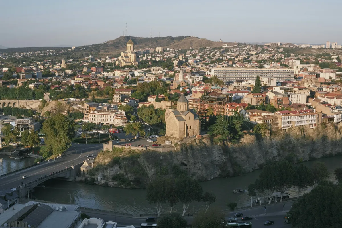 View over Tbilisi rooftops and the river from a hill